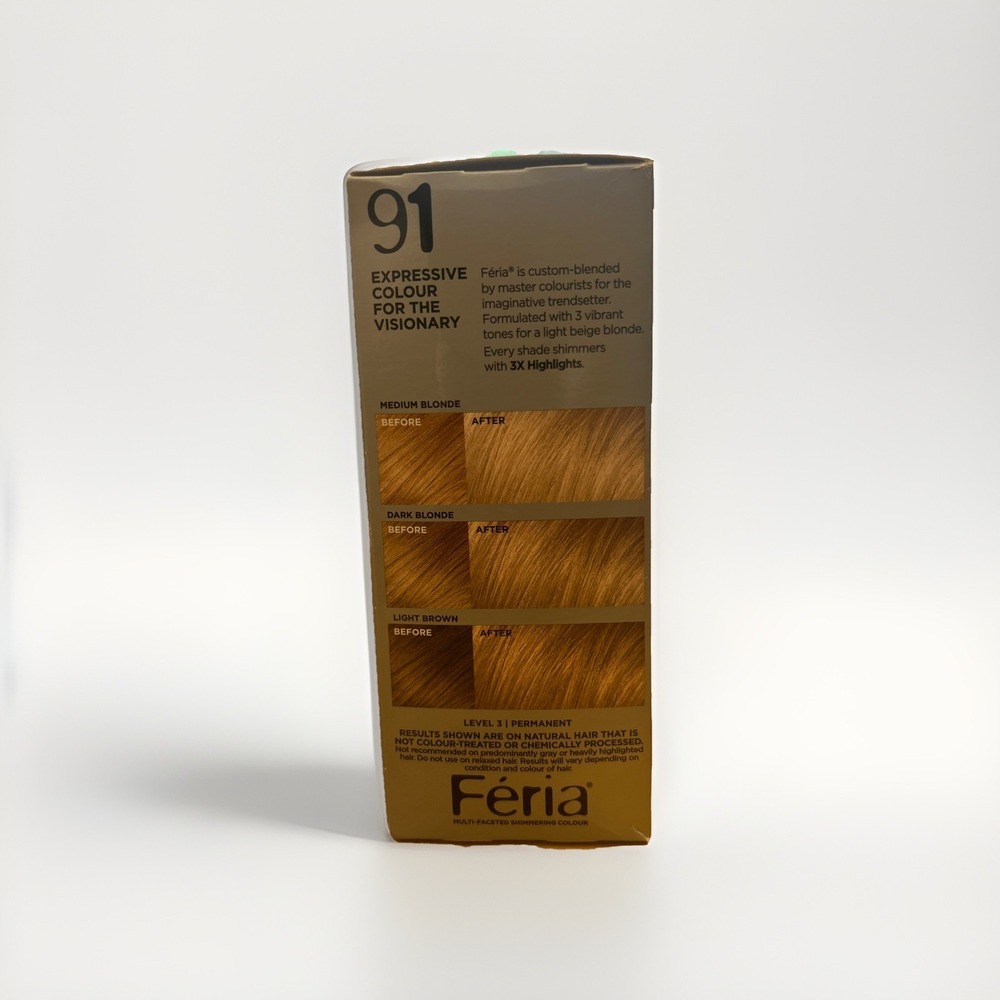 L'Oreal Paris Feria Multi-Faceted Shimmering Permanent Hair Color, 91 Champagne - Picture 4 of 6